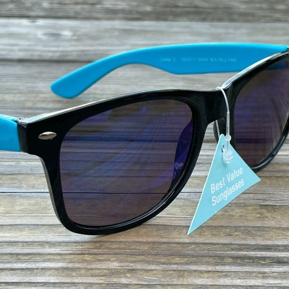 Other - FWG Sunglasses BlueBlack Frame Blue Mirror Lenses Unisex Eye Wear New Shades
